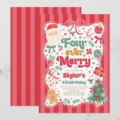Four Ever Merry Kerstboog 4e Verjaardag Kaart (Voorkant / Achterkant)