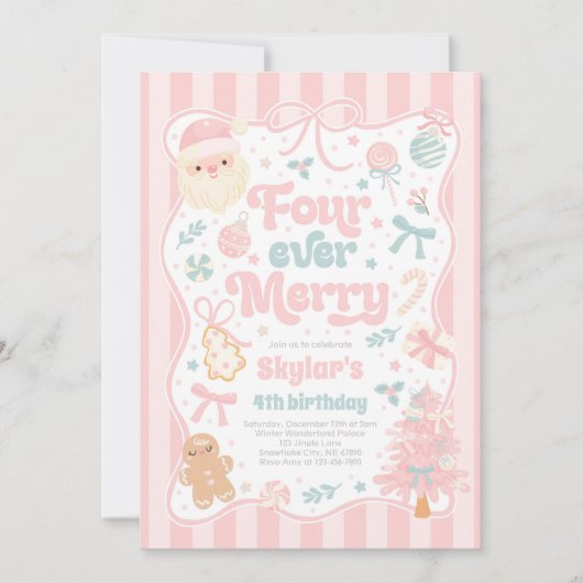 Four Ever Merry Kerstboog 4e Verjaardag Kaart (Voorkant)