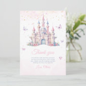 Four Ever Princess Birthday Fairytale Castle Girls Bedankkaart (Staand voorkant)