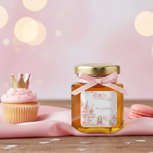 Four Ever Princess Kasteel Eenhoorn 4 roze Verjaar Vierkante Sticker