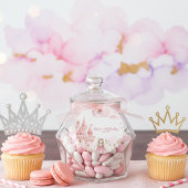Four Ever Princess roze Kasteel Unicor Verjaardag Bedankjes Labels