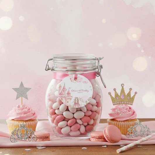 Four Ever Princess roze Kasteel Unicor Verjaardag Bedankjes Labels