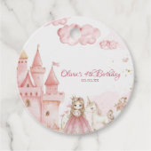 Four Ever Princess roze Kasteel Unicor Verjaardag Bedankjes Labels (Voorkant)