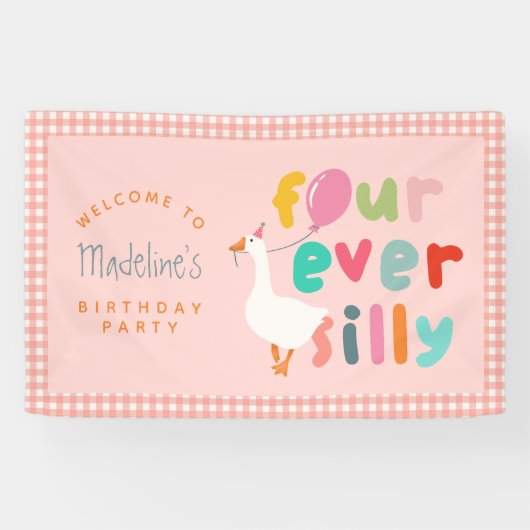 Four Ever Silly Goose 4de verjaardag meisjes welko Spandoek (Horizontaal)