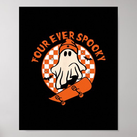 Four Ever Spooky 4e Verjaardag Halloween Skateboar Poster (Voorkant)