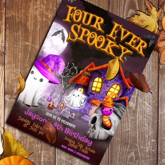 Four Ever Spooky - 4e verjaardag uitnodiging