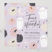 Four Ever Spooky Boho Halloween Ghost 4e Verjaarda Kaart (Voorkant / Achterkant)