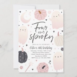 Four Ever Spooky Boho Halloween Ghost 4e Verjaarda Kaart