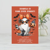 Four Ever Spooky Ghost Halloween 4e Verjaardag Kaart (Staand voorkant)