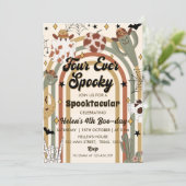 Four Ever Spooky Groovy Cactus Halloween Verjaarda Kaart (Staand voorkant)