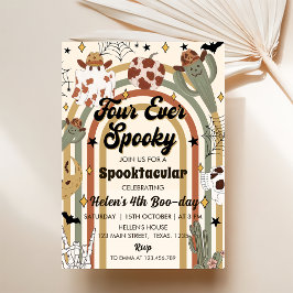 Four Ever Spooky Groovy Cactus Halloween Verjaarda Kaart