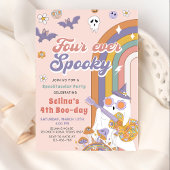 Four Ever Spooky Groovy Halloween Ghost Verjaardag Kaart