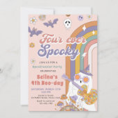 Four Ever Spooky Groovy Halloween Ghost Verjaardag Kaart (Voorkant)