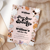 Four Ever Spooky Groovy Halloween Verjaardag Kaart