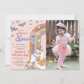 Four Ever Spooky Groovy Halloween Verjaardagsfoto Kaart (Voorkant)