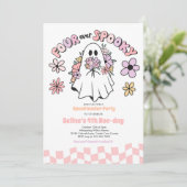 Four Ever Spooky Halloween Ghost 4th Verjaardag Kaart (Staand voorkant)