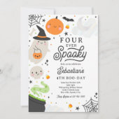 Four Ever Spooky Halloween Ghost 4th Verjaardag Kaart (Voorkant)