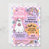 Four Ever Spooky Halloween Ghost 4th Verjaardag Kaart (Voorkant)