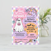 Four Ever Spooky Halloween Ghost 4th Verjaardag Kaart (Staand voorkant)