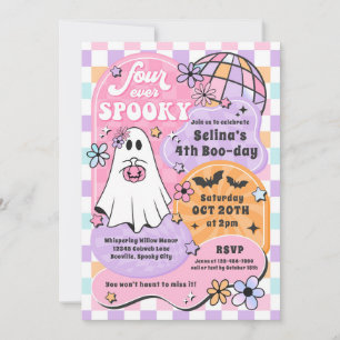 Four Ever Spooky Halloween Ghost 4th Verjaardag Kaart