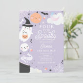 Four Ever Spooky Halloween Ghost 4th Verjaardag Kaart (Staand voorkant)