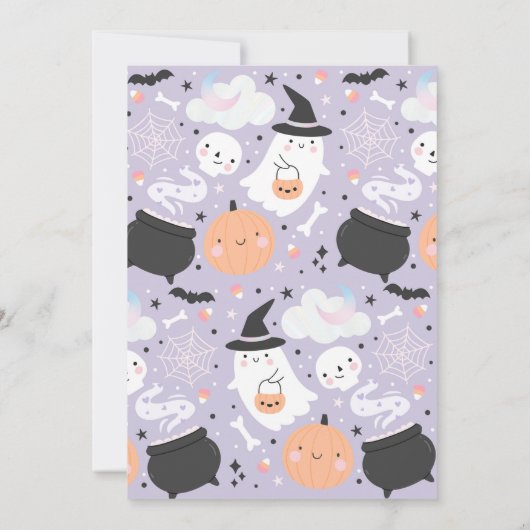 Four Ever Spooky Halloween Ghost 4th Verjaardag Kaart (Achterkant)