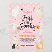 Four Ever Spooky Halloween Meisje 4e Verjaardagsfe Kaart (Voorkant / Achterkant)