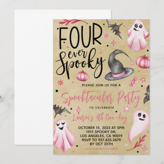 Four Ever Spooky Halloween Verjaardag Kaart (Voorkant / Achterkant)