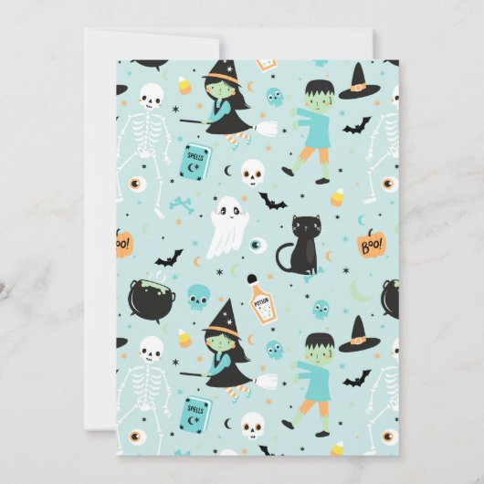 Four Ever Spooky Halloween Verjaardagsuitnodiging Kaart (Achterkant)