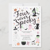 Four Ever Spooky Halloween Verjaardagsuitnodiging Kaart (Voorkant)