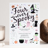 Four Ever Spooky Halloween Verjaardagsuitnodiging Kaart
