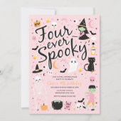 Four Ever Spooky Halloween Verjaardagsuitnodiging Kaart (Voorkant)