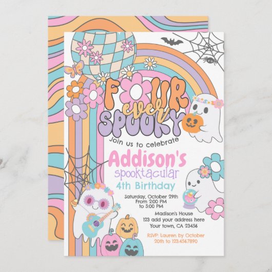 Four Ever Spooky Hippie Halloween 2nd Birthday Kaart (Voorkant / Achterkant)