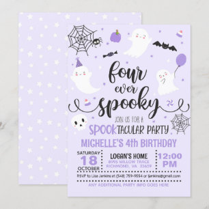 Four Ever Spooky Invitation - Meisje (Paarse) Kaart