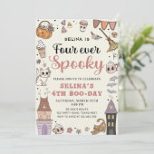 Four Ever Spooky Leuke Ghost Halloween Verjaardag Kaart (Staand voorkant)