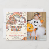 Four Ever Spooky Retro Ghost Halloween Verjaardag Kaart (Voorkant)