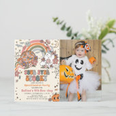 Four Ever Spooky Retro Ghost Halloween Verjaardag Kaart (Staand voorkant)