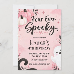 Four Ever Spooky Roze 4e Verjaardag Kaart