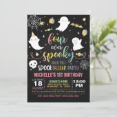 Four Ever Spooky Uitnodiging - Meisje (Blk/Pastel) (Staand voorkant)