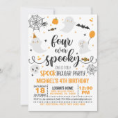 Four Ever Spooky Verjaardagsuitnodiging - Blak/Sin Kaart (Voorkant)