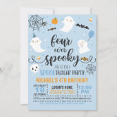 Four Ever Spooky Verjaardagsuitnodiging - Blauw Kaart (Voorkant)