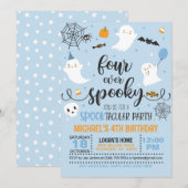 Four Ever Spooky Verjaardagsuitnodiging - Blauw Kaart (Voorkant / Achterkant)