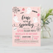 Four Ever Spooky Verjaardagsuitnodiging - Meisje ( Kaart (Staand voorkant)