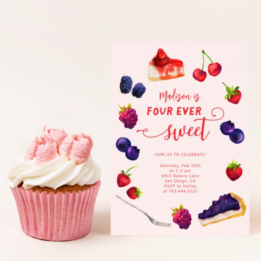 Four Ever Sweet Berries en Cakes Verjaardag Kaart
