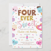 Four Ever Sweet Birthday Donut Snoep 4th Birthday Kaart (Voorkant)