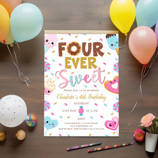 Four Ever Sweet Birthday Donut Snoep 4th Birthday Kaart