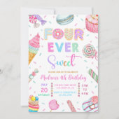 Four Ever Sweet Birthday Invitation, Candy Sweet Kaart (Voorkant)
