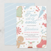 Four Ever Sweet Christmas Cookie 4th Verjaardag Kaart (Voorkant / Achterkant)