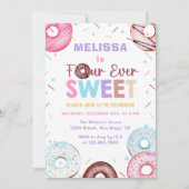 Four Ever Sweet Donut 4e verjaardag uitnodiging (Voorkant)