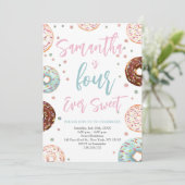 Four Ever Sweet Donuts Waterverf Verjaardagsfeest Kaart (Staand voorkant)